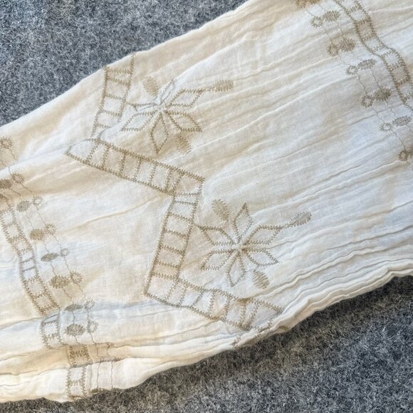 Lush Peasant Blouse WMNS L White Boho Cottagecore Feminine Ruffle V-Neck Top - Picture 4 of 14